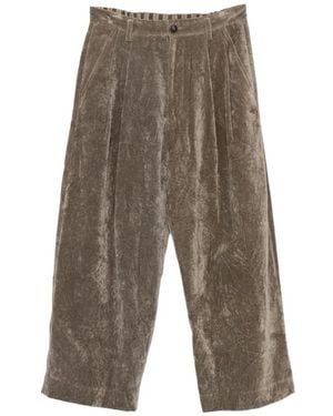 Ziggy Chen Pleated Velvet Trousers - Grey