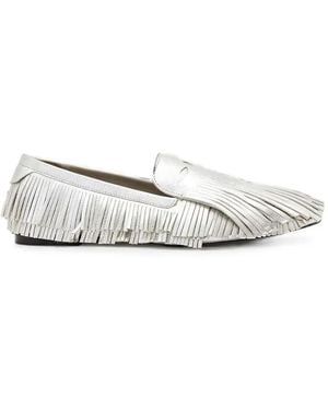 AllSaints Sandy Fringe-Detail Metallic Loafers - White