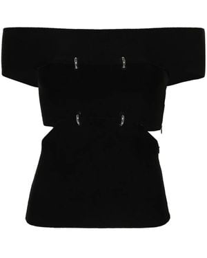McQueen Off-Shoulder Sliced Mini Top - Black