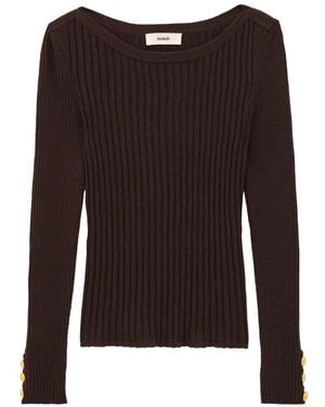 Ba&sh Palma Ribbed Button-Cuff Jumper - Black