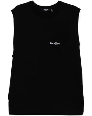 FIVE CM Logo-Embroidered Vest - Black