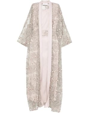 Reem Al Dhaheri Embroidered Cape Kaftan Set - White