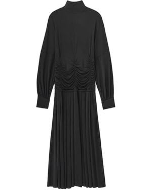 Ganni Pleated Midi Dress - Black