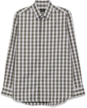 Brioni Geruit Overhemd - Grijs