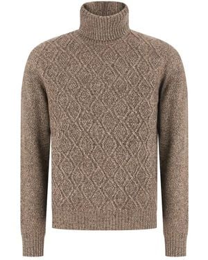 Panicale Diamond-Knit Roll-Neck Jumper - Brown