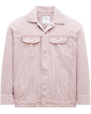 Courreges Notched-Collar Cotton Denim Jacket - Pink