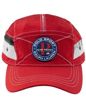 Polo Ralph Lauren Yacht Challenge Logo-Patch Baseball Hats - Red