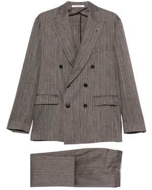 Tagliatore Pinstripe Double-Breasted Blazer - Grey