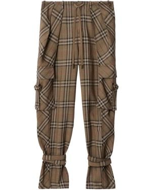 Burberry Pantalon En Soie Mélangée - Marron