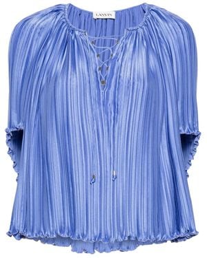 Lanvin Charmeuse Plissé Top - Blue