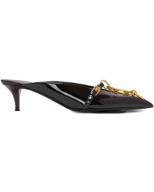 Balmain Sync Patent Leather Mules - White