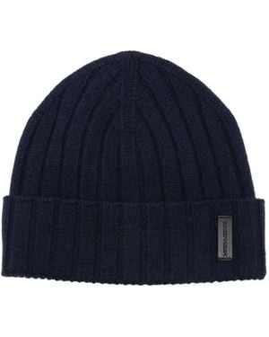 Emporio Armani Geribbelde Kasjmier Muts - Blauw