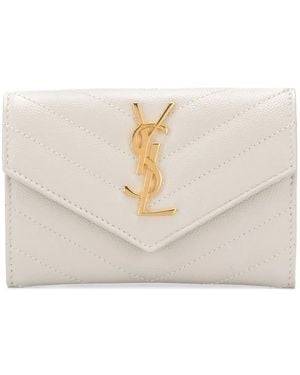 Saint Laurent Cassandre Leather Wallet - Natural