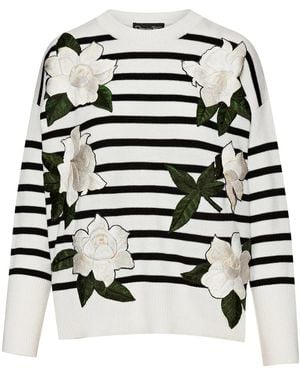 Oscar de la Renta Gardenia Striped Threadwork Jumper - Black