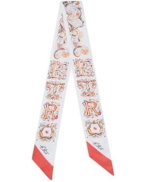 Etro Seiden-Paisley Mit Logo Und Blumen-Paisley - Weiß