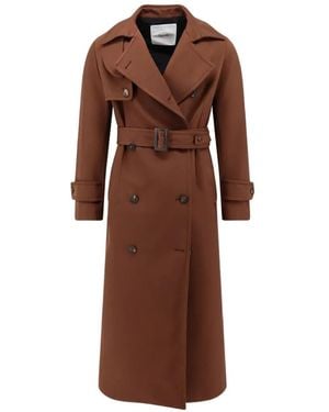 Hevò Rivabella Double-Breasted Belted Trench Coat - Brown