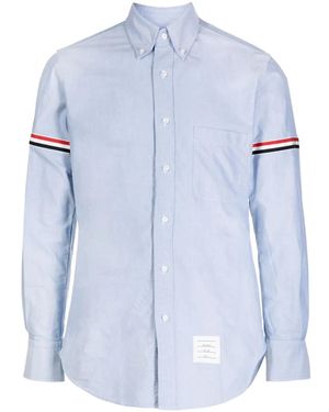Thom Browne Oxford Button-Down Shirt With Rwb Armbands - Blue