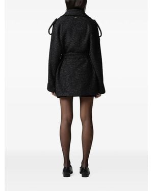 Gaelle Paris Glitter-Effect Belted Coat - Black