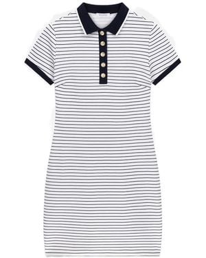 Guess Horizontal-Stripe Polo-Collar Mini Dress - White