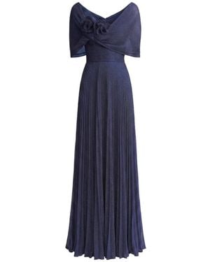 Gemy Maalouf Asymmetrical Pleated Gown - Blue
