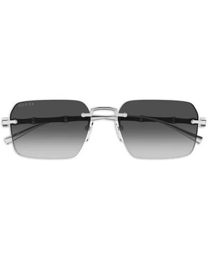 Gucci Zonnebril Met Randloos Montuur En Bamboe Detail - Grijs
