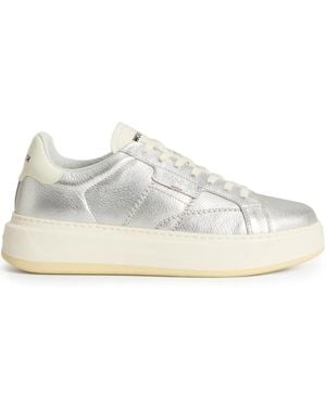 Woolrich Plateau-Sneakers aus Metallic-Leder - Weiß