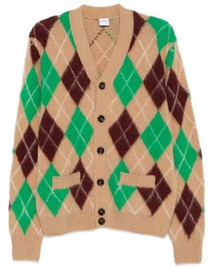 Aspesi Argyle-Pattern Cardigan - Green