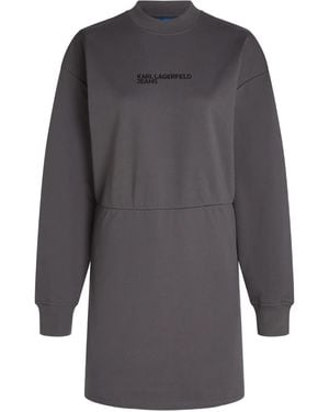 Karl Lagerfeld Logo-Detail Cotton Mini Dress - Grey