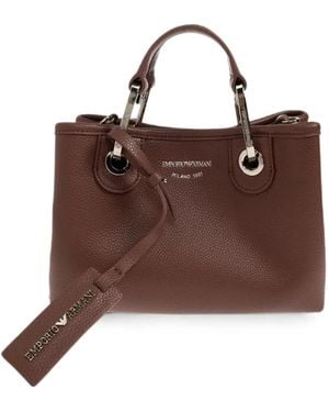 Emporio Armani Sac Cabas Grainé À Logo Imprimé - Brown