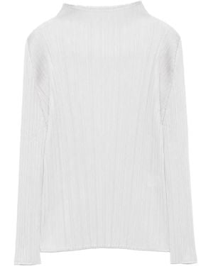 Pleats Please Issey Miyake Pleated Mock-Neck Top - White