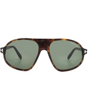 Tom Ford Tortoiseshell-Effect Pilot-Frame Sunglasses - Green
