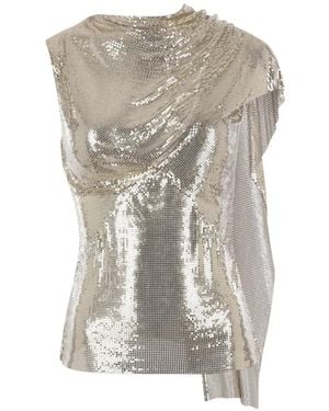Rabanne Draped Mesh Top - Gray