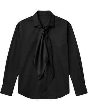 Sacai Pussy-Bow Long-Sleeve Shirt - Black