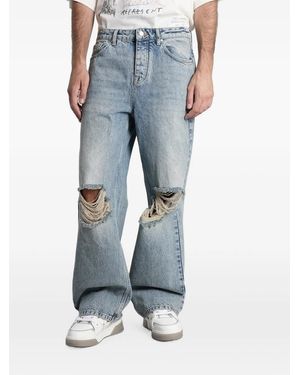 Represent R3 Distressed Wide-Leg Jeans - Blue