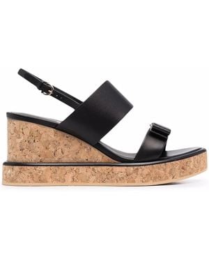 Ferragamo 55Mm Vara Bow Wedge Sandals - Black