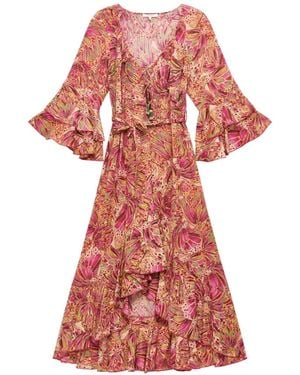 knee length dresses for ladies JACE ONE SHOULDER BUTTERFLY SLEEVE MIDI DRESS main image 1
