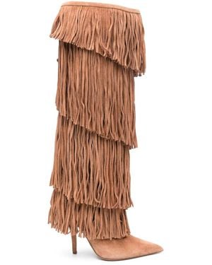 Paris Texas 105Mm Jessie Fringed Boots - Brown