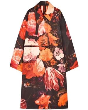 Dries Van Noten Oversized Floral Coat - Red