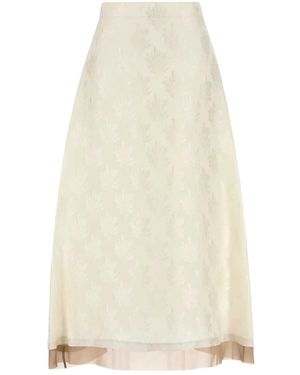 Fendi Patterned-Jacquard Midi Skirt - White