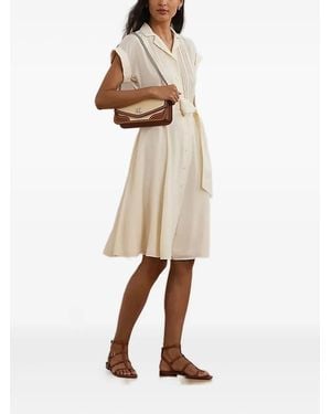 Ralph Lauren Pleated Belted Shirt Dress - Natural