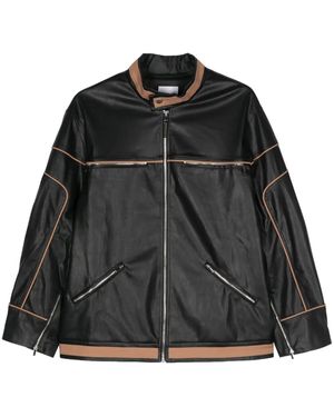Paris Georgia Basics Contrasting-Trim Biker Jacket - Black