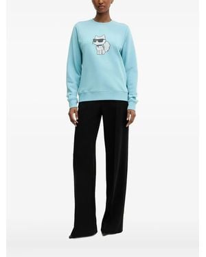 Karl Lagerfeld Crystal-Embellished Sweatshirt - Blue