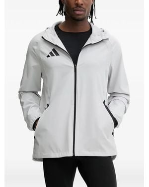 adidas Travel Logo-Print Hooded Jacket - Gray