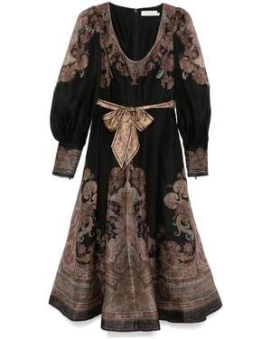 Zimmermann Abito Lungo Illustration Structured - Nero