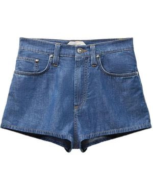 Versace Shorts Denim Con Applicazione - Blu