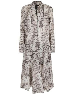 Pinko Snakeskin-Print Tiered Dress - White