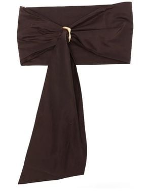 forte_forte Ceinture À Boucle Ornée De Taffetas - Brown