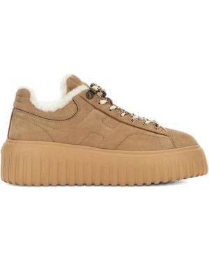 Hogan 'Rebel' Calf Leather Trainers - Natural