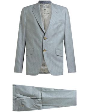Etro Single-Breasted Striped Suit - Bleu