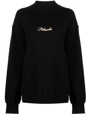 Rhude Embroidered Logo Fleece Sweatshirt - Black